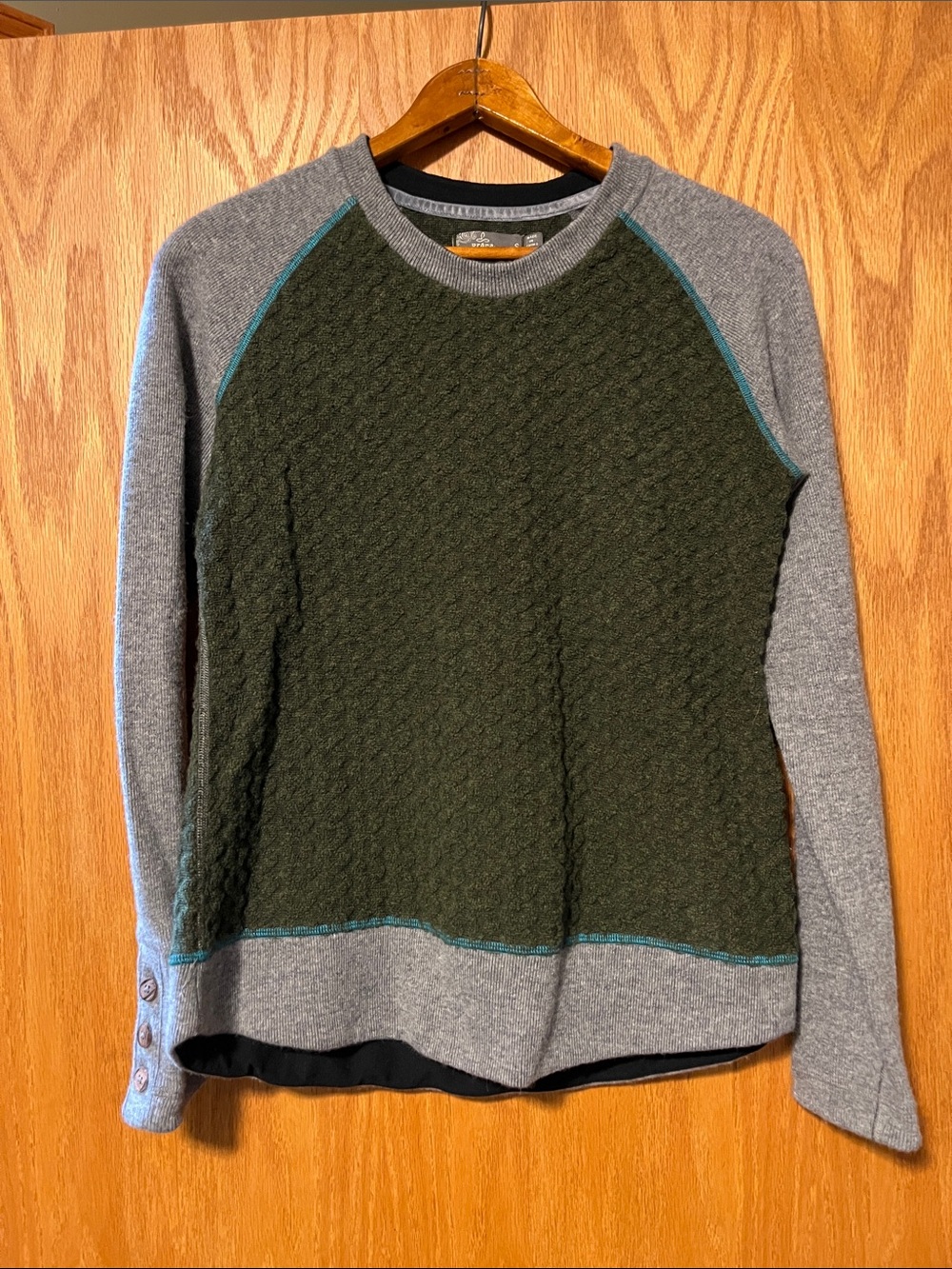 Prana Olive Green & Gray Women's Crewneck Sweater
